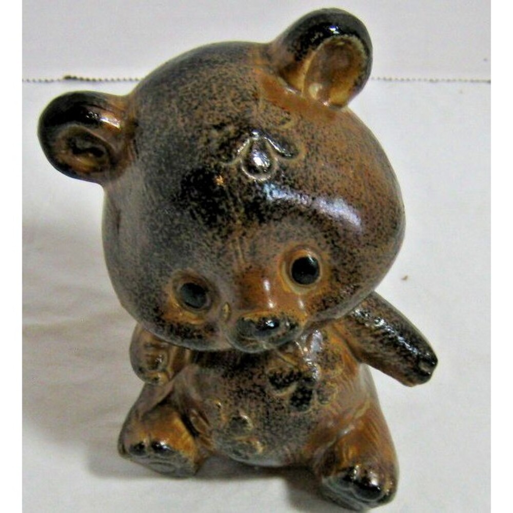 Vintage Made in Japan Ceramic Teddy Bear Bank 5 1/4" Flowers